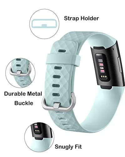 Hamile Waterproof Silicone Fitbit Charge 4/3 Sport Band, Aqua, Small | Durable & Comfortable thumbnail 2