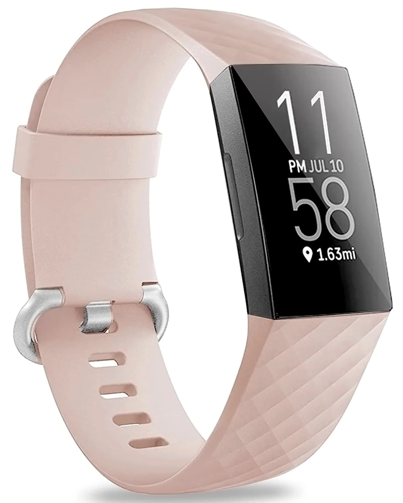 Hamile Waterproof Silicone Watch Band for Fitbit Charge 4/3/3 SE | Sport & Fitness Wristband (Small, Pink Sand) — PinkSand