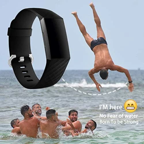 Hamile Watch Band Compatible with Fitbit Charge 4 / 3 | Silicone Sport Strap for Women Men, Small, Black thumbnail 5
