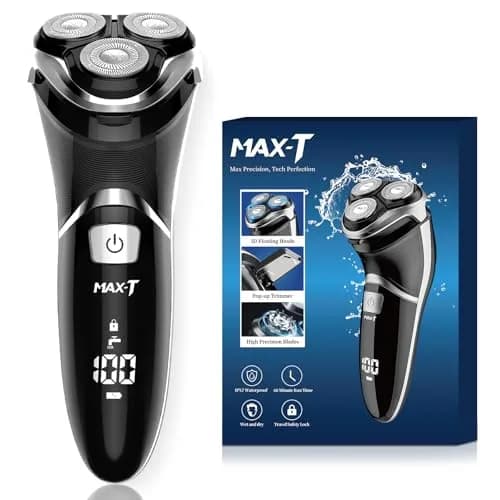 MAX-T Men's Electric Shaver 3D Rotary Wet & Dry Waterproof Rechargeable | Close & Comfortable Shave thumbnail 1