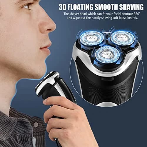 MAX-T Men's Electric Shaver 3D Rotary Wet & Dry Waterproof Rechargeable | Close & Comfortable Shave thumbnail 3