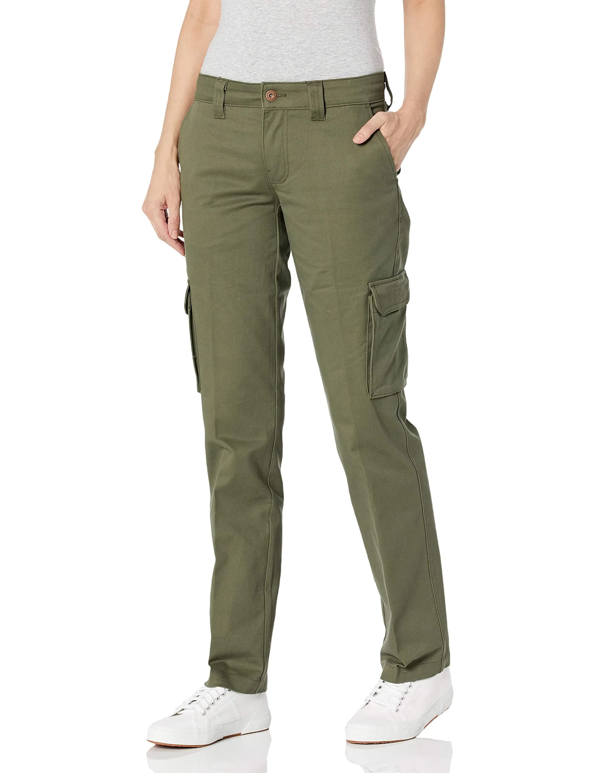 Dickies Relaxed Fit Stretch Cargo Straight Leg Work Pants, Grape Leaf, 16 US | Comfortable Utility Pants for Women