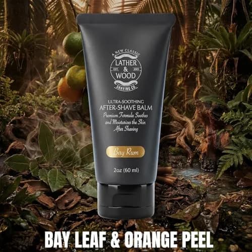 Lather & Wood Aftershave Balm 2oz | Classic Bay Rum Scent, Soothing & Hydrating thumbnail 6