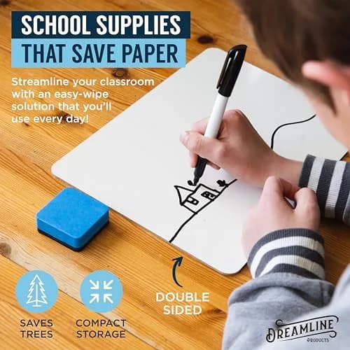 Dreamline Products Dry Erase Boards 30pc Double Sided 9" x 12" | Effortless Cleaning for Students & Teachers thumbnail 2