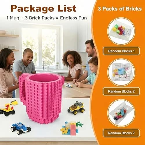 Lumsburry Build-on Brick Coffee Mug 350ml (11.8 Oz) | Fun DIY Novelty Cup for Kids & Adults thumbnail 4