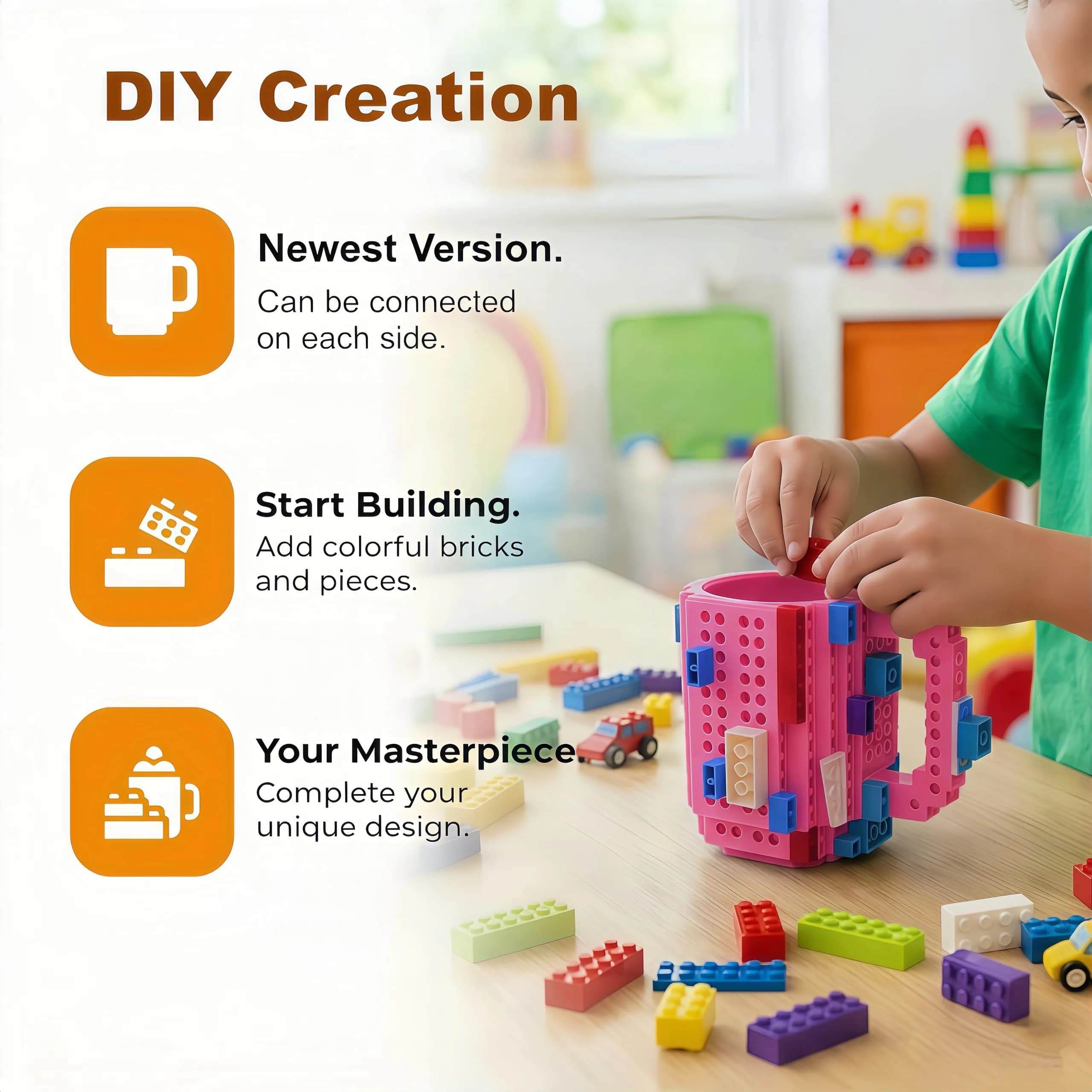 Lumsburry Build-on Brick Coffee Mug 350ml (11.8 Oz) | Fun DIY Novelty Cup for Kids & Adults - view 5