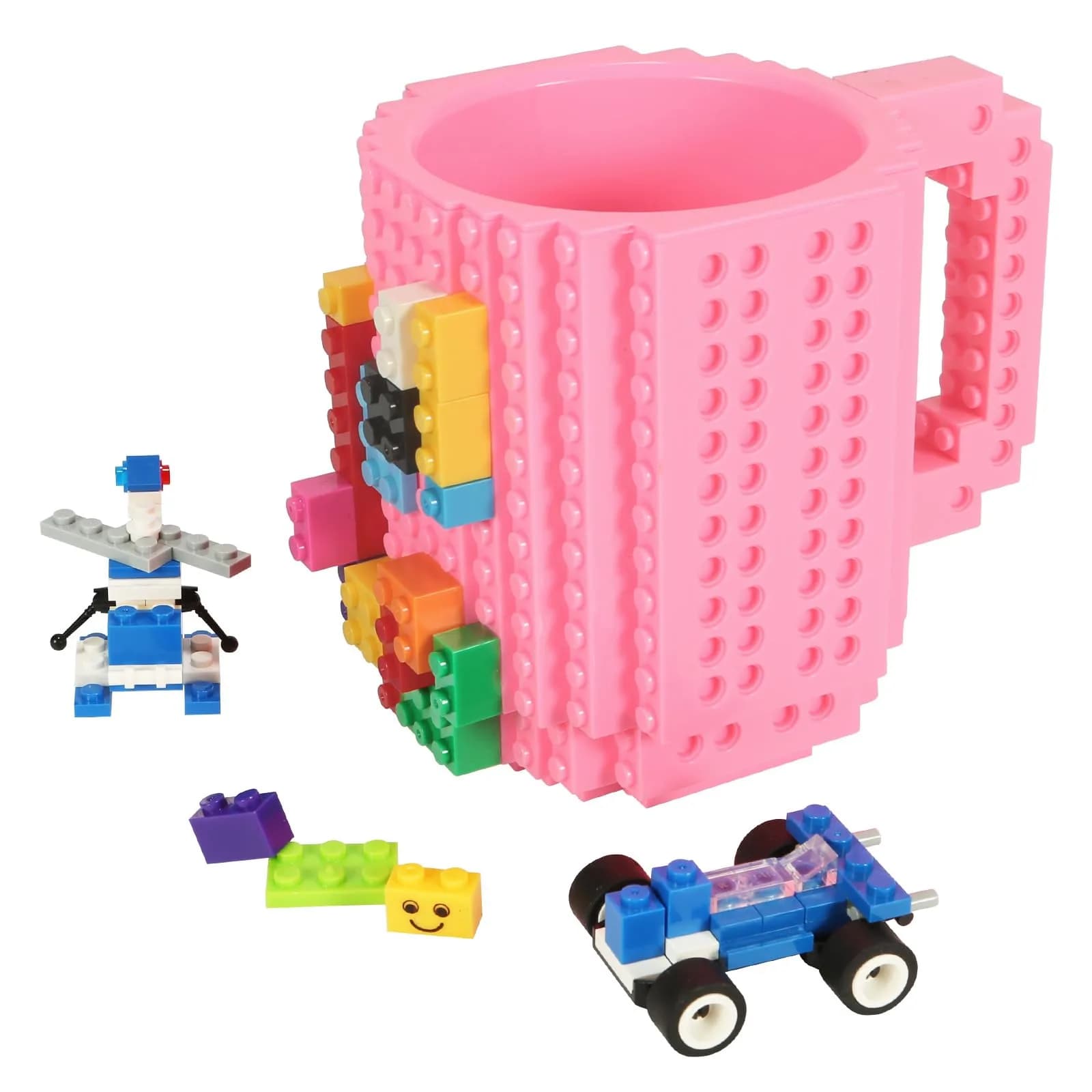 Lumsburry Build-on Brick Coffee Mug 350ml (11.8 Oz) | Funny DIY Novelty Cup with Building Blocks