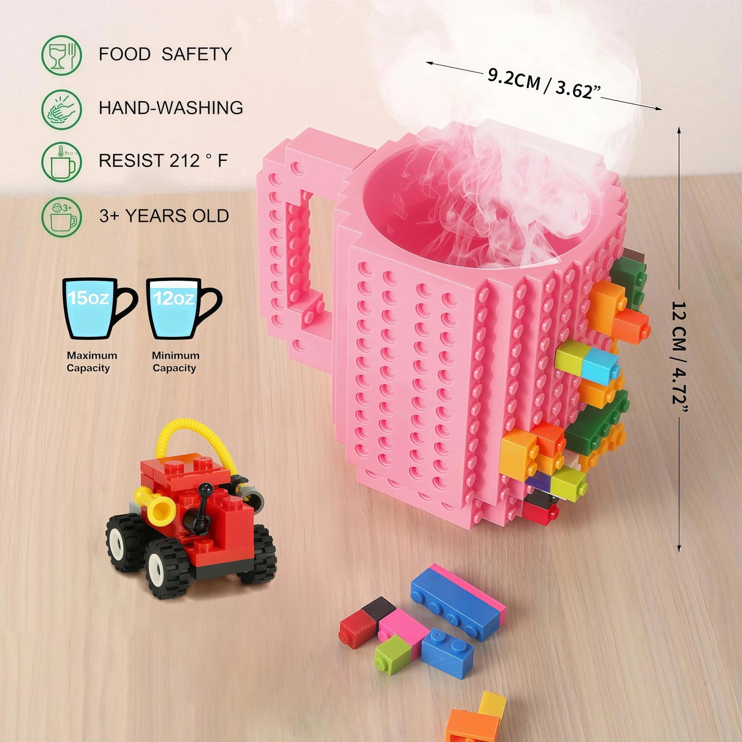 Lumsburry Build-on Brick Coffee Mug 350ml (11.8 Oz) | Funny DIY Novelty Cup with Building Blocks - view 2