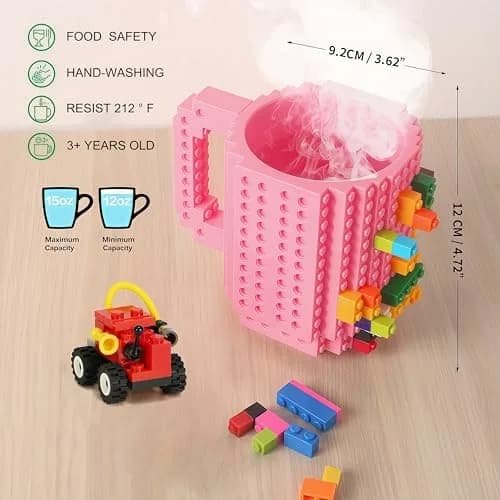 Lumsburry Build-on Brick Coffee Mug 350ml (11.8 Oz) | Funny DIY Novelty Cup with Building Blocks thumbnail 2