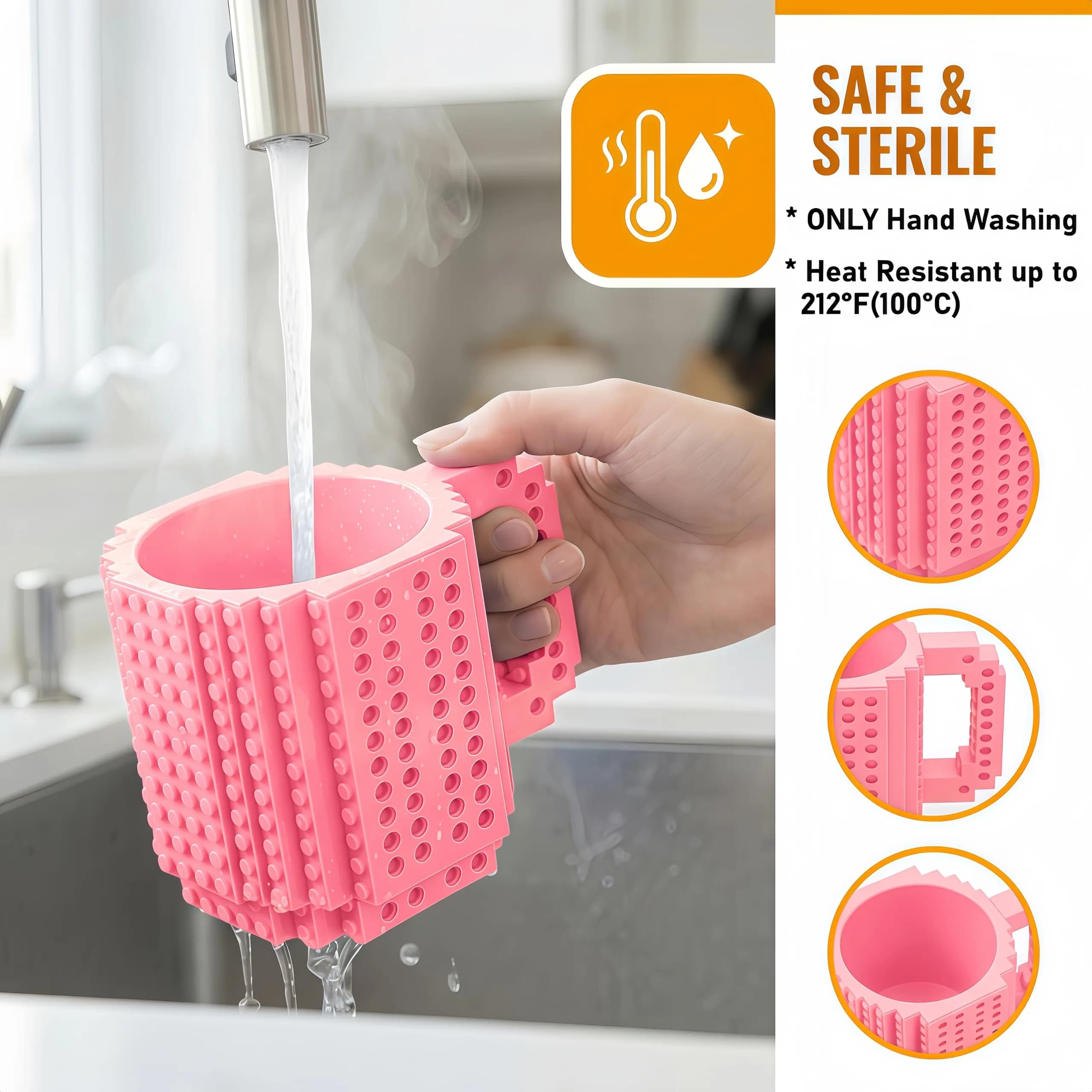 Lumsburry Build-on Brick Coffee Mug 350ml (11.8 Oz) | Funny DIY Novelty Cup with Building Blocks - view 3