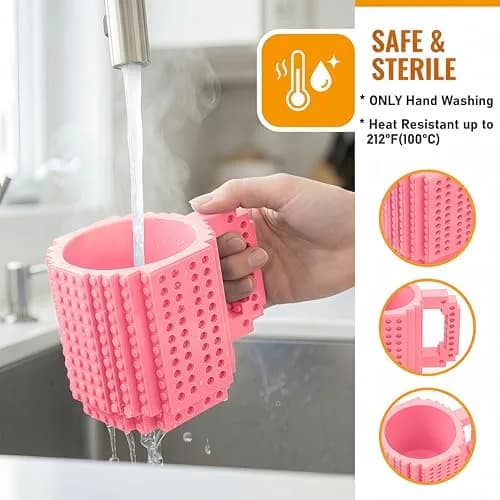 Lumsburry Build-on Brick Coffee Mug 350ml (11.8 Oz) | Funny DIY Novelty Cup with Building Blocks thumbnail 3