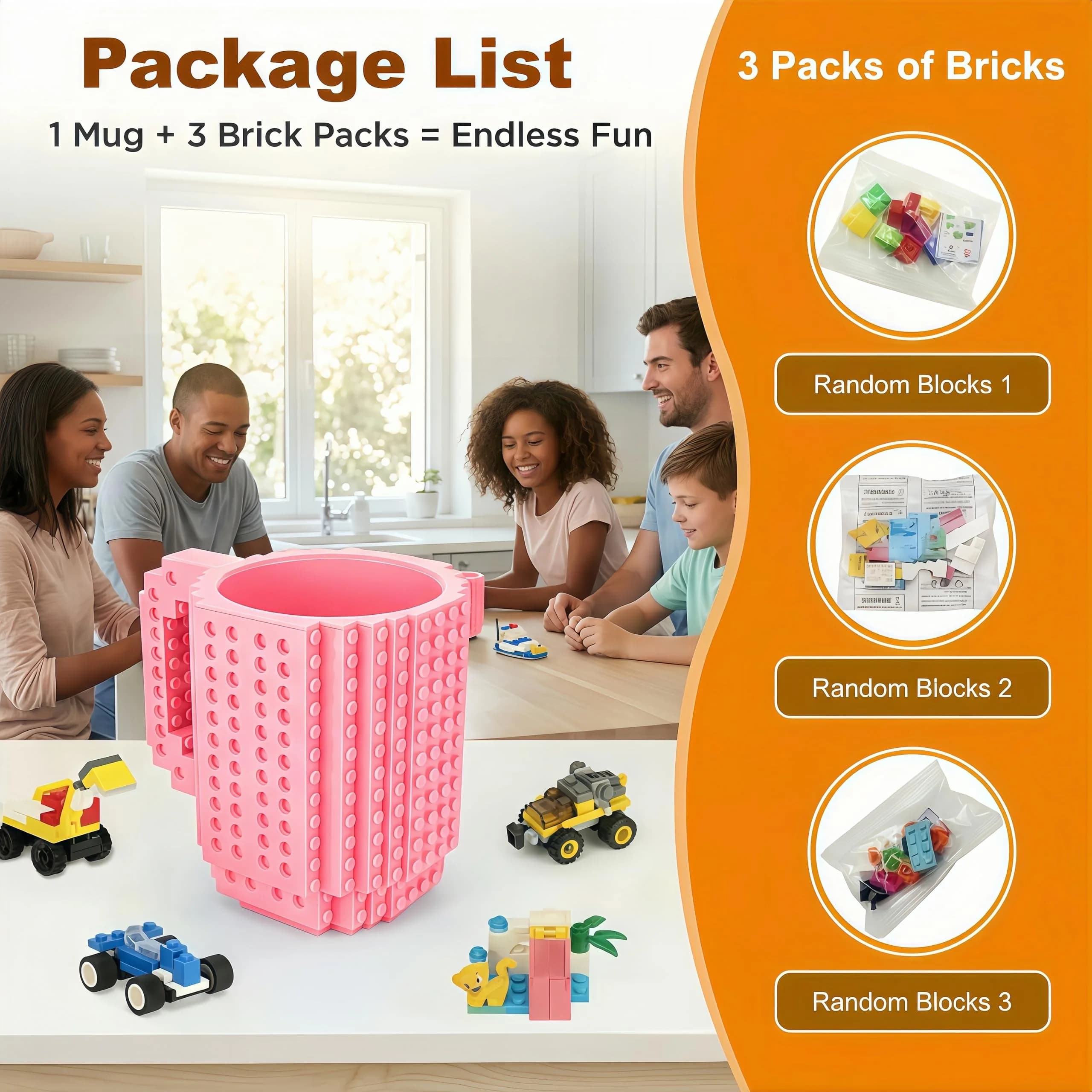 Lumsburry Build-on Brick Coffee Mug 350ml (11.8 Oz) | Funny DIY Novelty Cup with Building Blocks - view 4