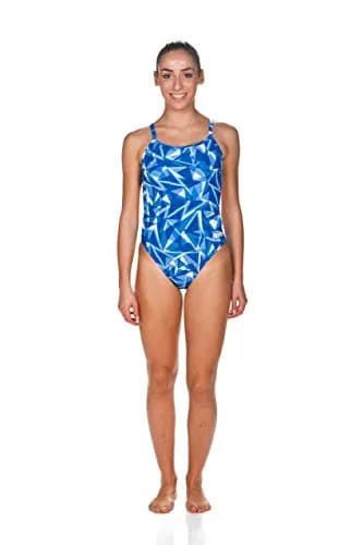 ARENA Women's Shattered Glass Challenge Back MaxLife One Piece Athletic Training Swimsuit, Royal, 32 | Chlorine-Resistant, Medium Rise, Sleeveless thumbnail 4