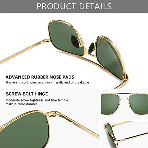SUNGAIT Men's Military Style Polarized Pilot Aviator Sunglasses with Bayonet Temples | HD Polarized UV Protection thumbnail 3
