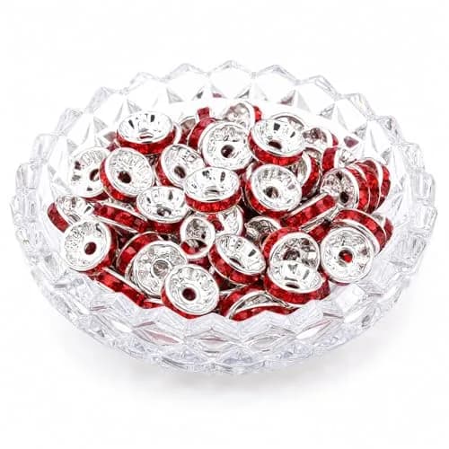 Allb 100pcs Red Czech Crystal Rondelle Spacer Beads 8mm | Jewelry Making Loose Beads for Bracelets thumbnail 4