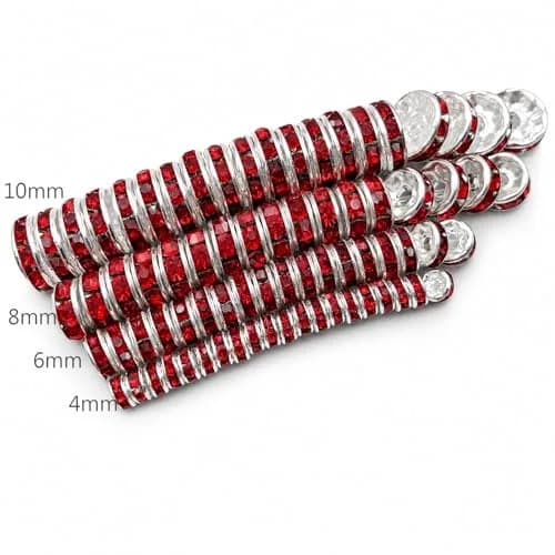 Allb 100pcs Red Czech Crystal Rondelle Spacer Beads 8mm | Jewelry Making Loose Beads for Bracelets thumbnail 5
