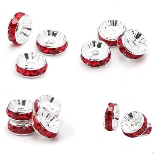 Allb 100pcs Red Czech Crystal Rondelle Spacer Beads 8mm | Jewelry Making Loose Beads for Bracelets thumbnail 6