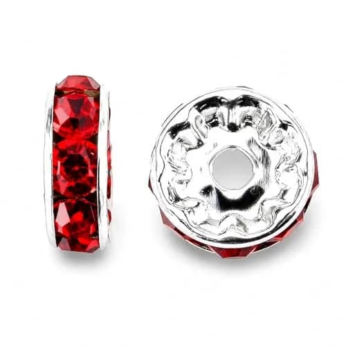 Allb 100pcs Red Czech Crystal Rondelle Spacer Beads 8mm | Jewelry Making Loose Beads for Bracelets thumbnail 3