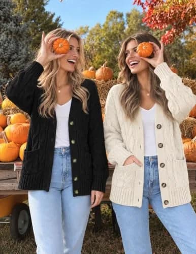 MEROKEETY Women’s Fall 2026 Long Sleeve Cardigan Sweater, Black, L | Cozy, Soft Acrylic Knit for All Body Types thumbnail 4