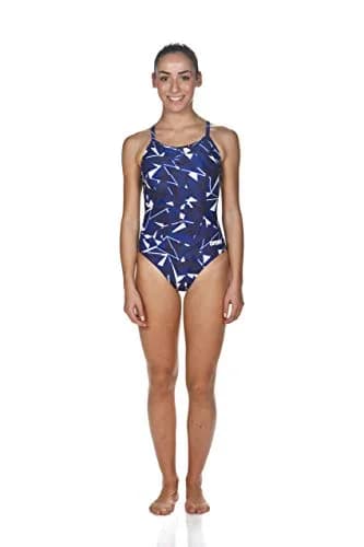 ARENA Shattered Glass Light Drop Back MaxLife One Piece Swimsuit, Navy, 34 | Chlorine-Resistant, Comfort Fit, Adult Female thumbnail 5