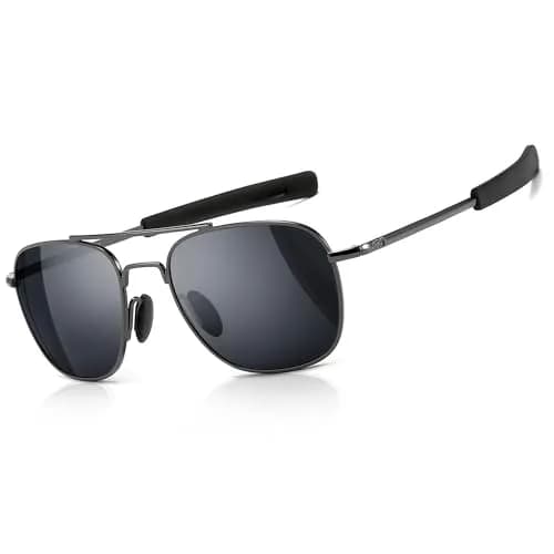 SUNGAIT Men's Military Style Polarized Pilot Aviator Sunglasses Gunmetal/Gray | UV Protection thumbnail 1