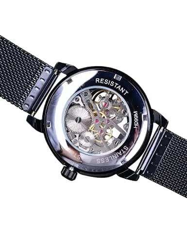 FORSINING Men's Mechanical Skeleton Watch 41mm (1.61 in) Black | Retro Design with Roman Numerals - view 4