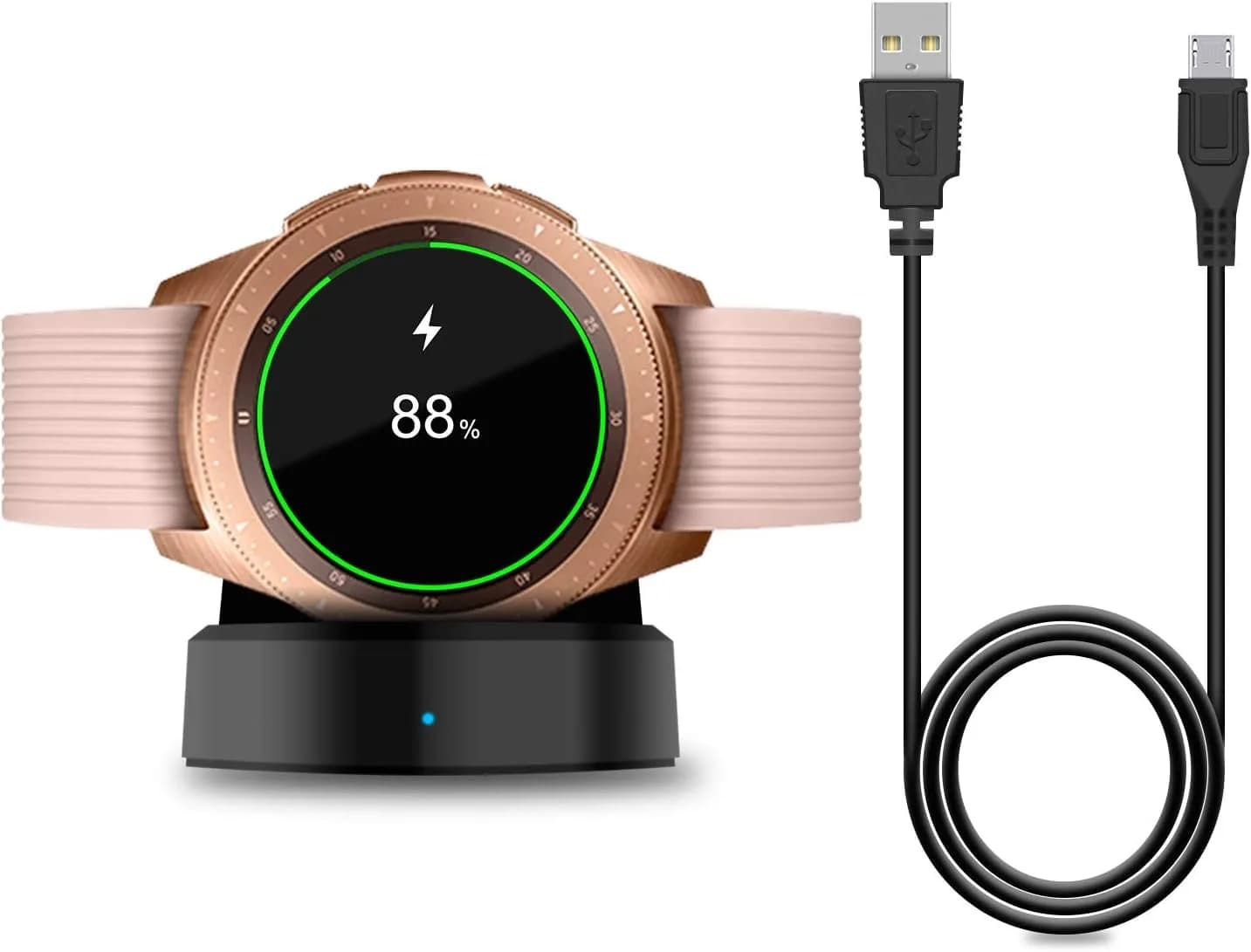 YUANHOT Samsung Galaxy Watch 42mm/46mm Charging Dock | Compact, Lightweight & Safe (4.6x5.4cm) — Black