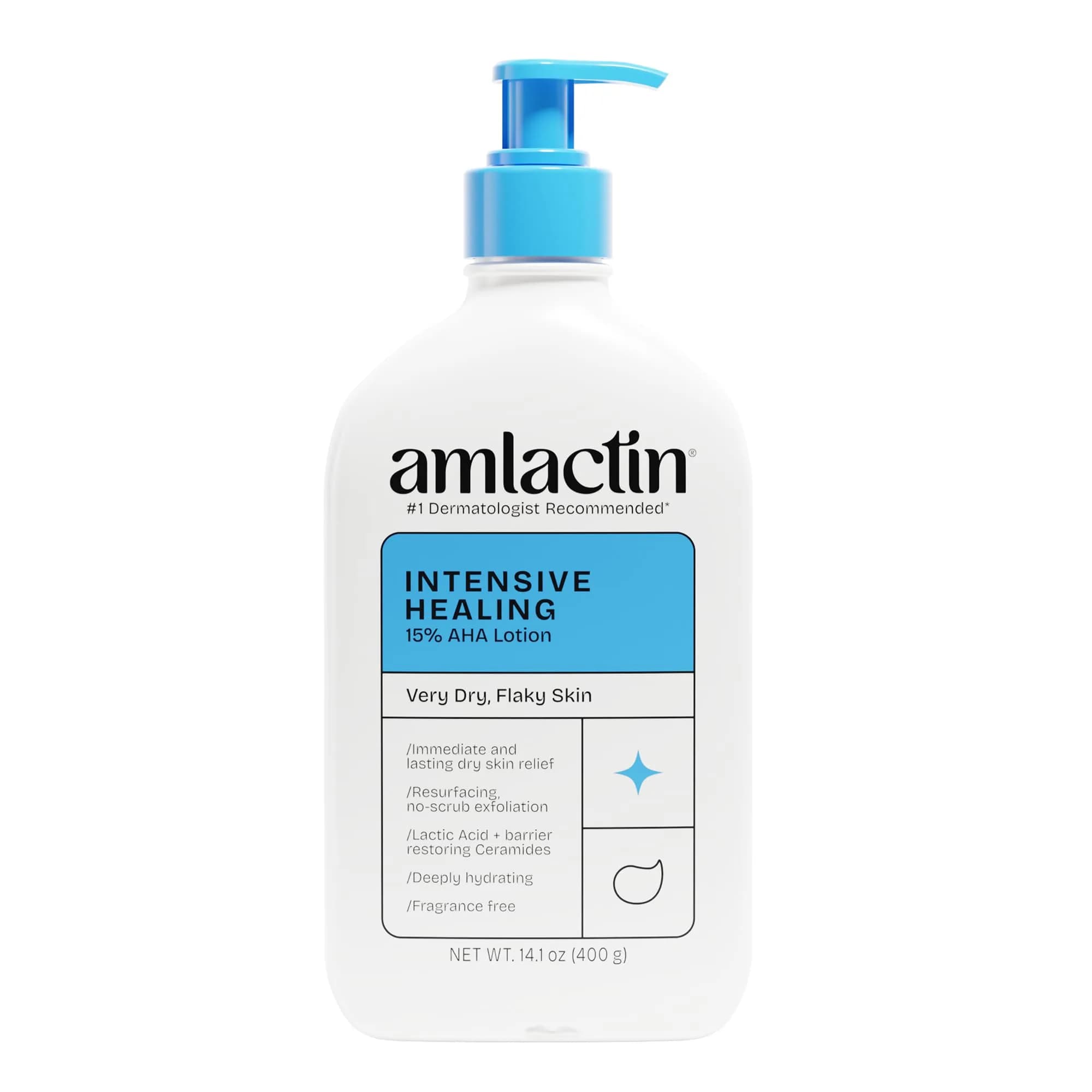 Amlactin Intensive Healing Body Lotion 14.1 oz (417 ml) | 15% Lactic Acid for Dry Skin & Keratosis Pilaris — Lotion Single
