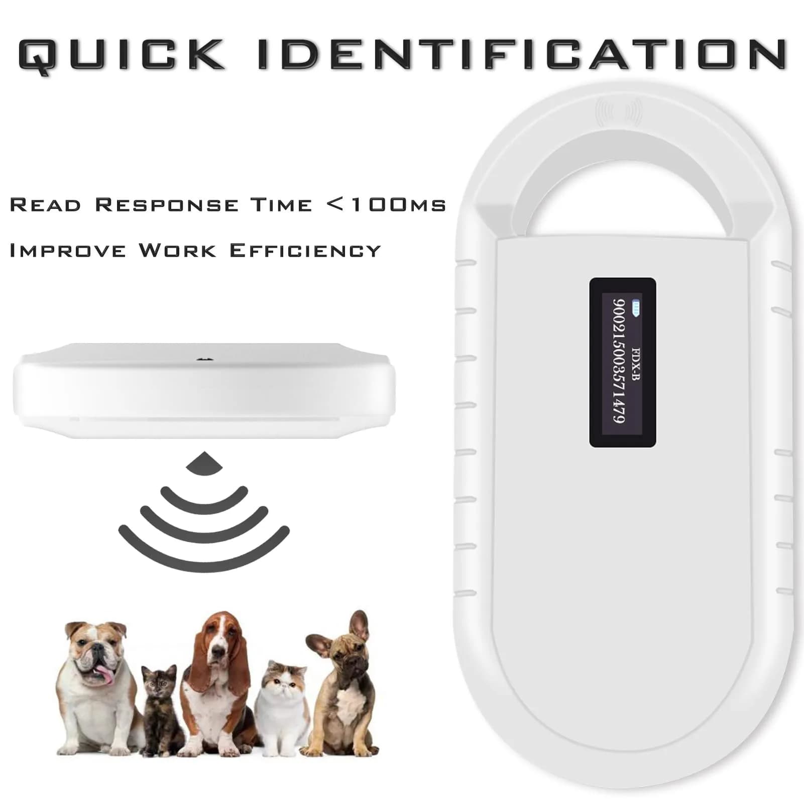 Smoostart Microchip Scanner PT160 White | Reads FDX-B & EMID Chips, 1000 Records, USB Upload - view 4