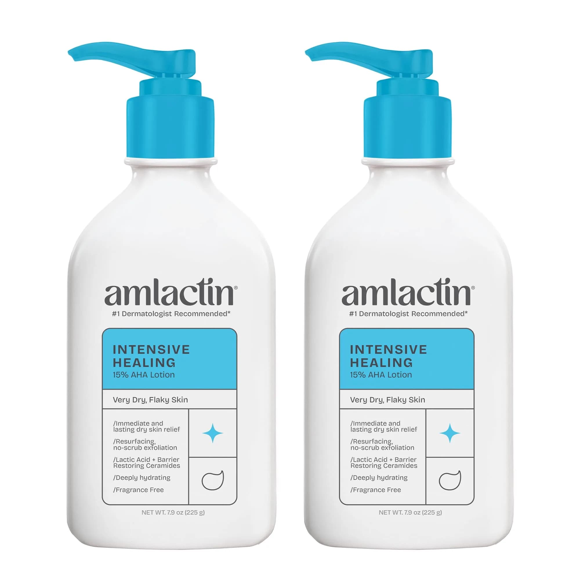 AmLactin Intensive Healing Body Lotion 15% Lactic Acid 15.8 oz (7.9 oz x 2) | Exfoliates & Deeply Moisturizes Rough Skin — Lotion