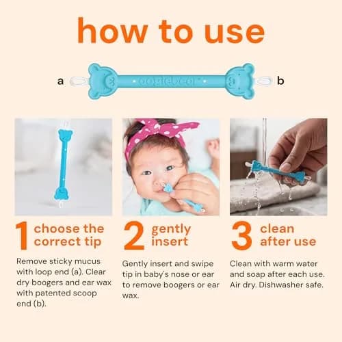 oogiebear Baby Nose & Ear Picker with Travel Case, 2-Pack Blue | Safe Dual-Ended Nasal & Ear Cleaner for Newborns & Toddlers thumbnail 6