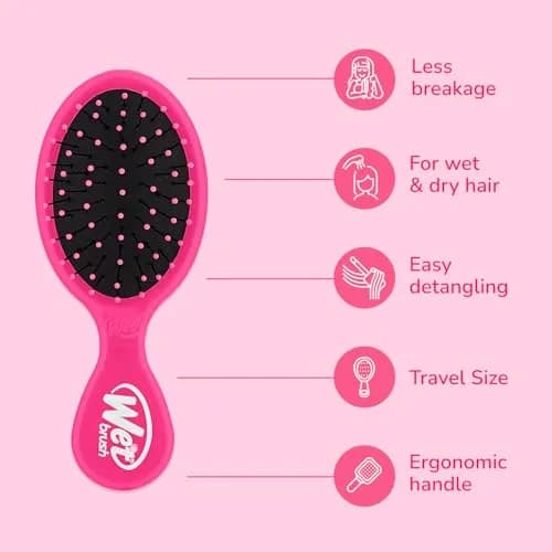 Wet Brush Mini Detangler Hair Brush, Pink | Detangling Travel Brush with IntelliFlex Bristles for All Hair Types thumbnail 3