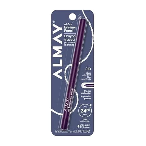 Almay All-Day Eyeliner Pencil, 210 Black Amethyst, 0.01 oz (0.3 g) | Waterproof Matte Finish — 210 Black Amethyst