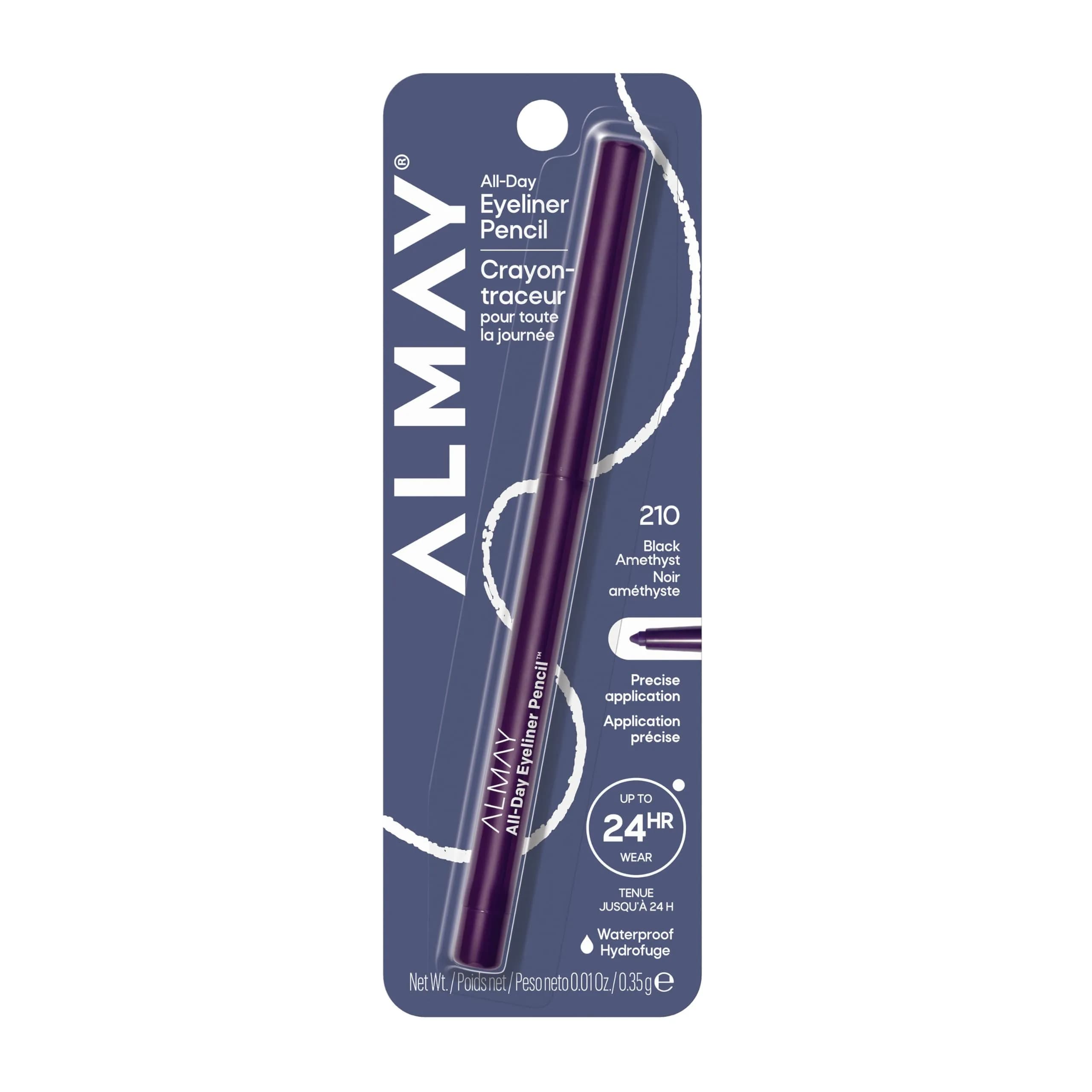 Almay All-Day Eyeliner Pencil, 210 Black Amethyst, 0.01 oz (0.3 g) | Waterproof Matte Finish - main product image