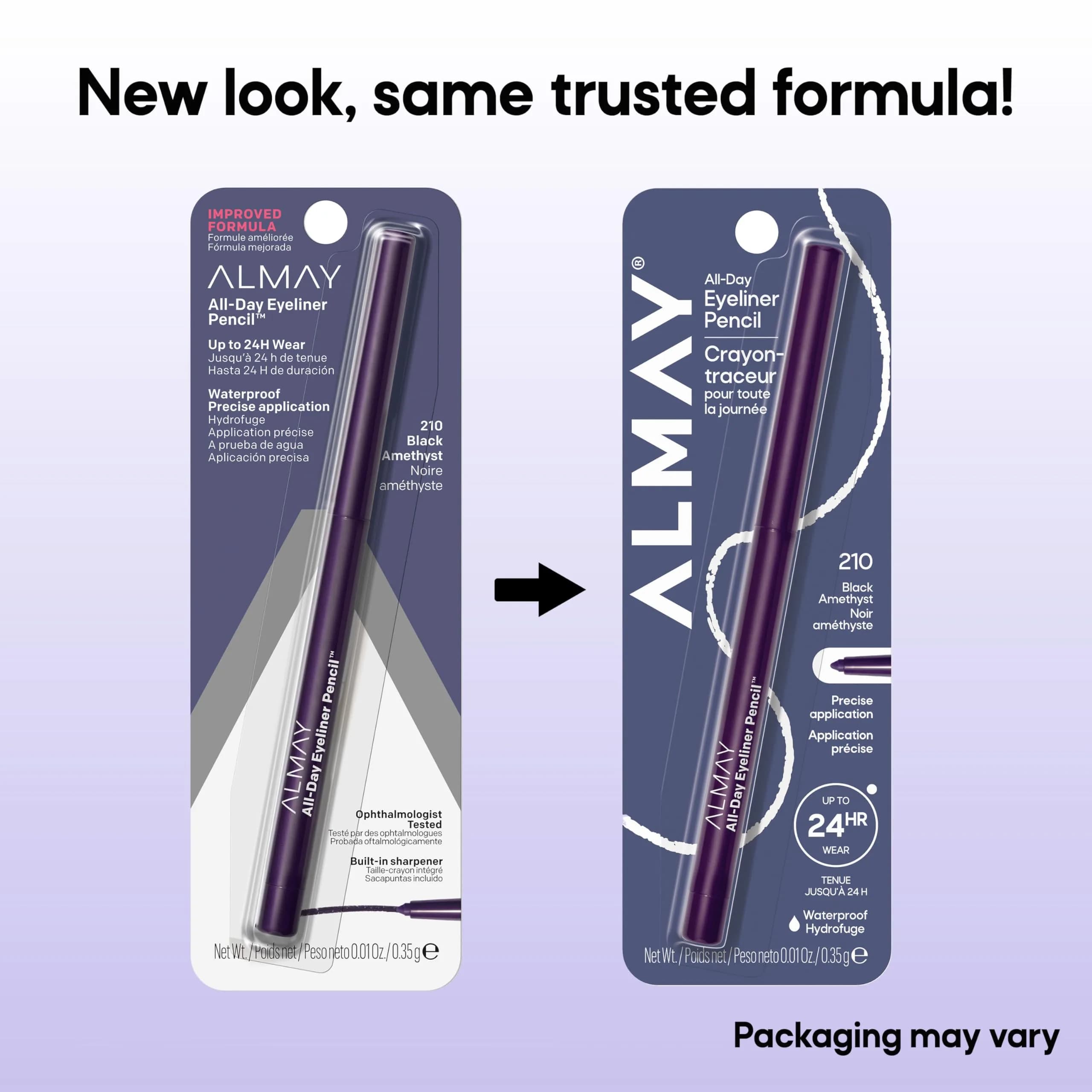 Almay All-Day Eyeliner Pencil, 210 Black Amethyst, 0.01 oz (0.3 g) | Waterproof Matte Finish - view 8