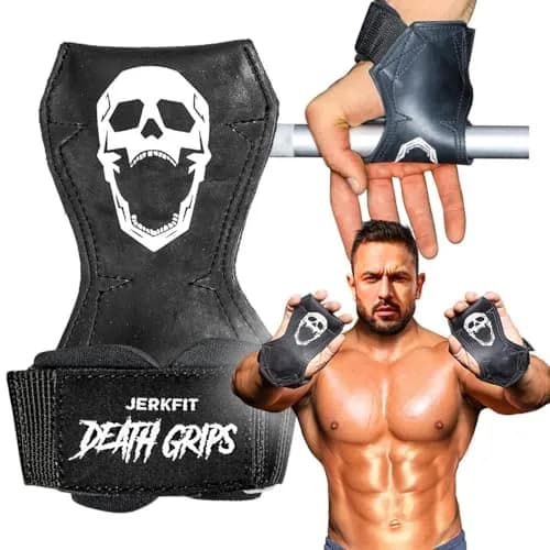 JerkFit Death Grips Lifting Straps for Deadlifts & Pull-Ups | Padded Support & Increased Grip (Medium) thumbnail 1