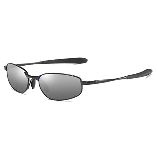 ZHILE Polarized Sunglasses Rectangular Wrap Metal Frame UV400 Protection (Silver mirrored, 53) | Impact-Resistant, UV400, Wraparound thumbnail 1