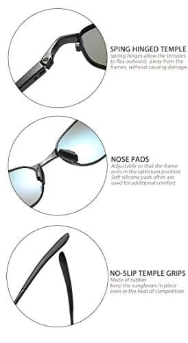 ZHILE Polarized Sunglasses Rectangular Wrap Metal Frame UV400 Protection (Silver mirrored, 53) | Impact-Resistant, UV400, Wraparound thumbnail 6