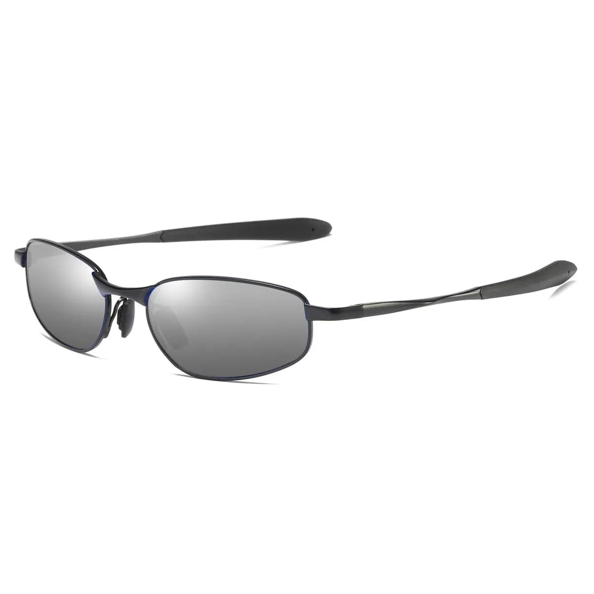 ZHILE Polarized Sunglasses Rectangular Wrap Metal Frame UV400 Protection (Silver mirrored, 53) | Impact-Resistant, UV400, Wraparound - main product image