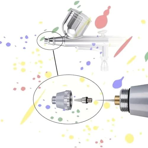 HUBEST Airbrush Replacement Parts Kit with 0.2mm, 0.3mm, 0.5mm Nozzles, Needles & Caps, Includes Wrench | Standard Dual-Action Gravity Feed Compatible thumbnail 5