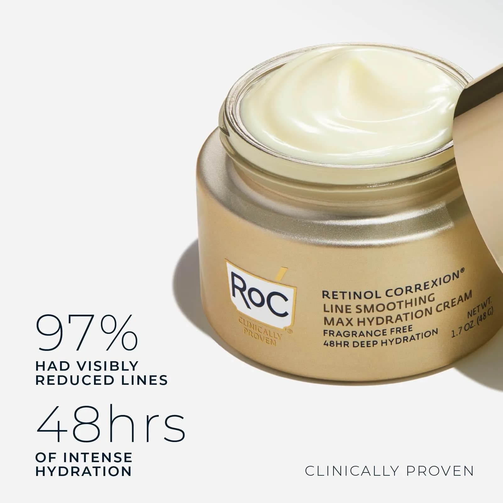 RoC Retinol Correxion Max Hydration Anti-Aging Face Moisturizer 50ml (1.7 Fl Oz) | Fragrance-Free, Oil-Free Skin Care - view 3