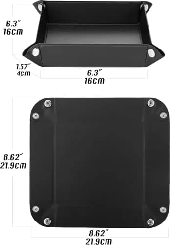 Luxspire Black PU Valet Tray for Keys, Coins, Jewelry & Phone | 16cm x 16cm (6.3" x 6.3") thumbnail 6