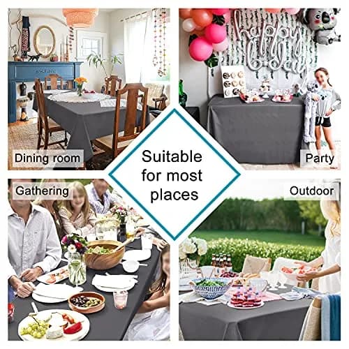 Hiasan Rectangle Tablecloth Grey 54 x 120 Inch | Water Resistant & Washable thumbnail 2