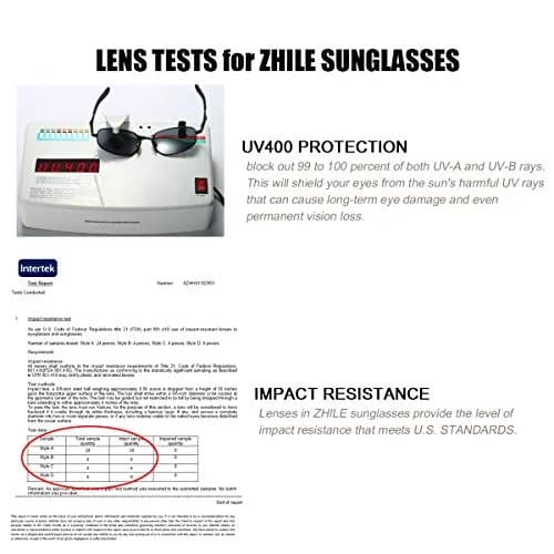 ZHILE Polarized Rectangular Sunglasses for Women, 53mm Lens Width | UV400 Protection thumbnail 5