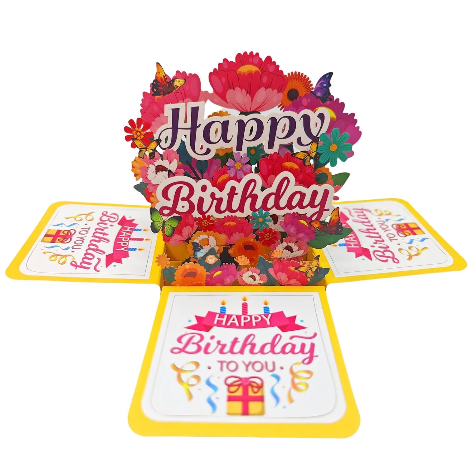 Akeydeco Flower Birthday Cards 3D Pop Up Greeting Card with Laser Cut Design - main product image