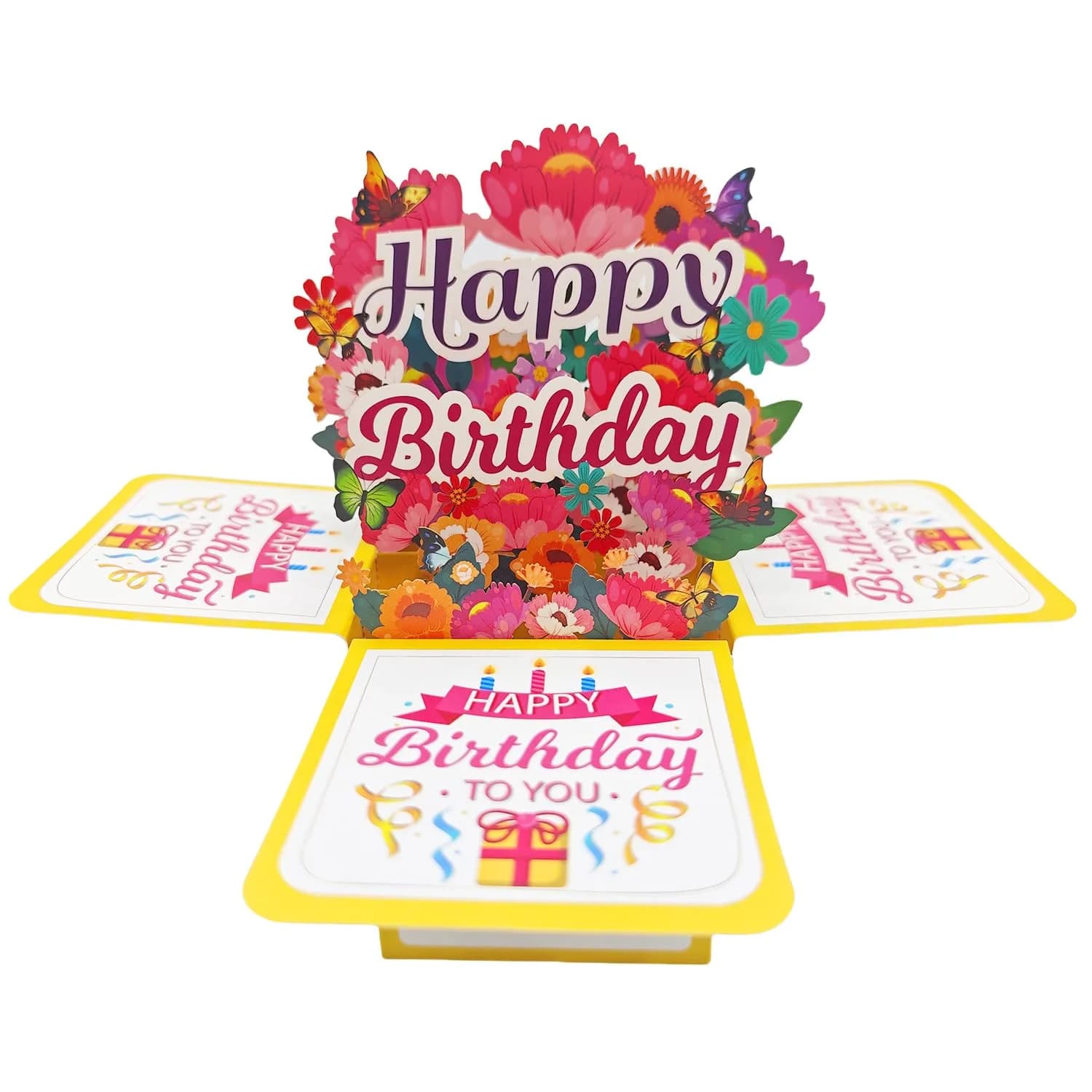 Akeydeco Flower Birthday Cards 3D Pop Up Greeting Card with Laser Cut Design - view 2