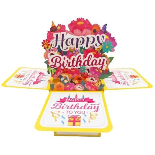 Akeydeco Flower Birthday Cards 3D Pop Up Greeting Card with Laser Cut Design thumbnail 2