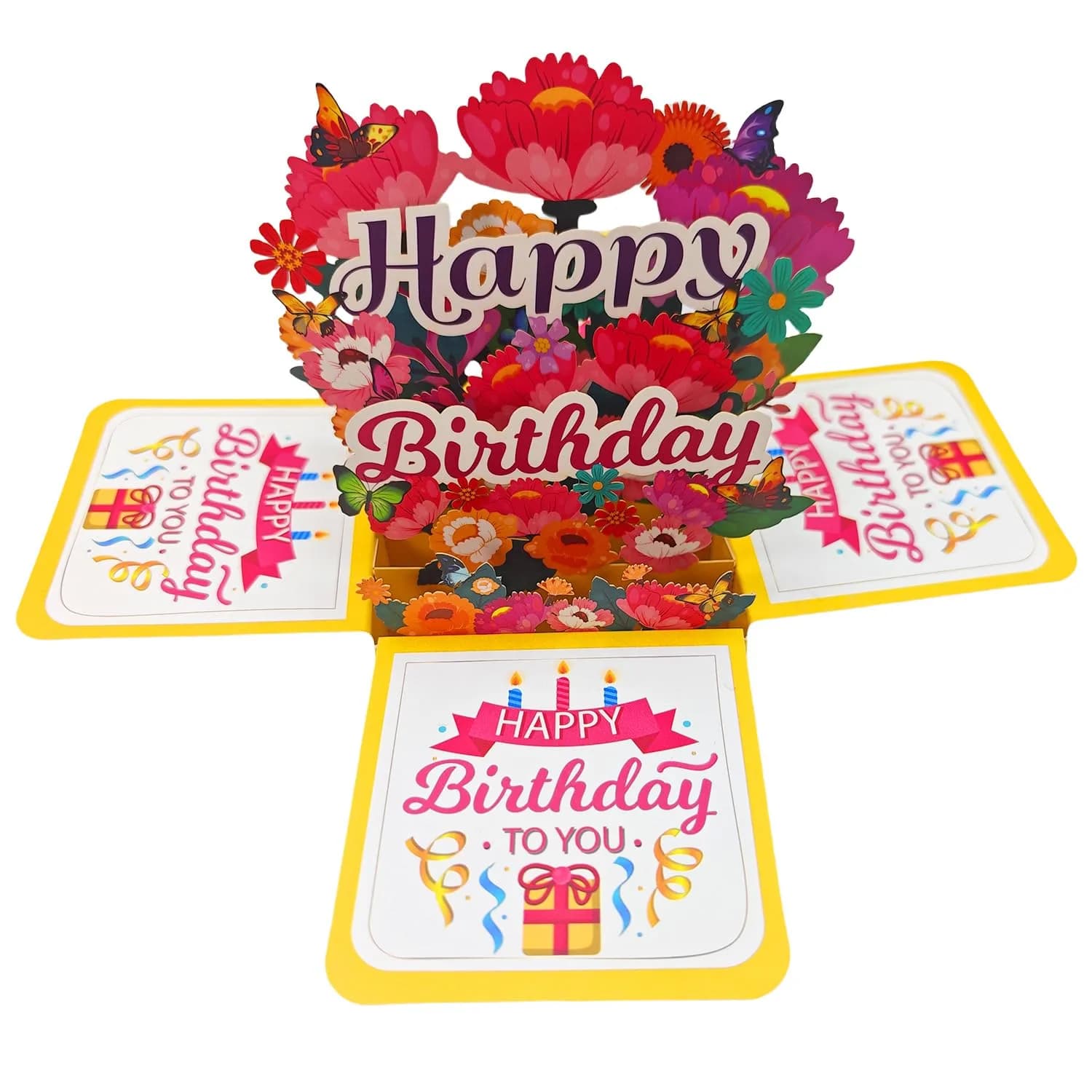 Akeydeco Flower Birthday Cards 3D Pop Up Greeting Card with Laser Cut Design - view 3