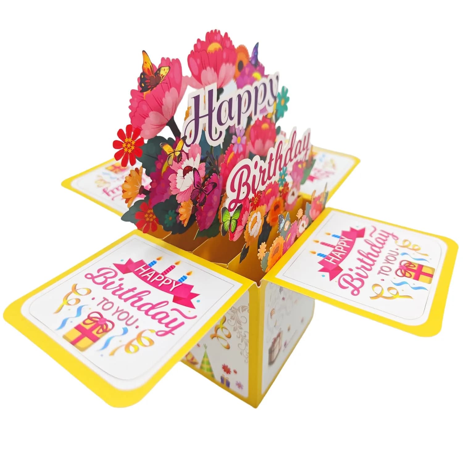 Akeydeco Flower Birthday Cards 3D Pop Up Greeting Card with Laser Cut Design - view 4