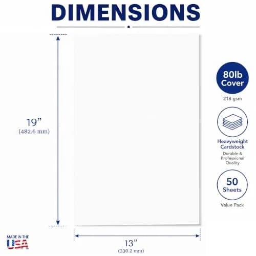 Desktop Publishing Supplies 13" x 19" Cardstock Paper | Heavy 80lb Cover White Matte 50 Sheets thumbnail 2